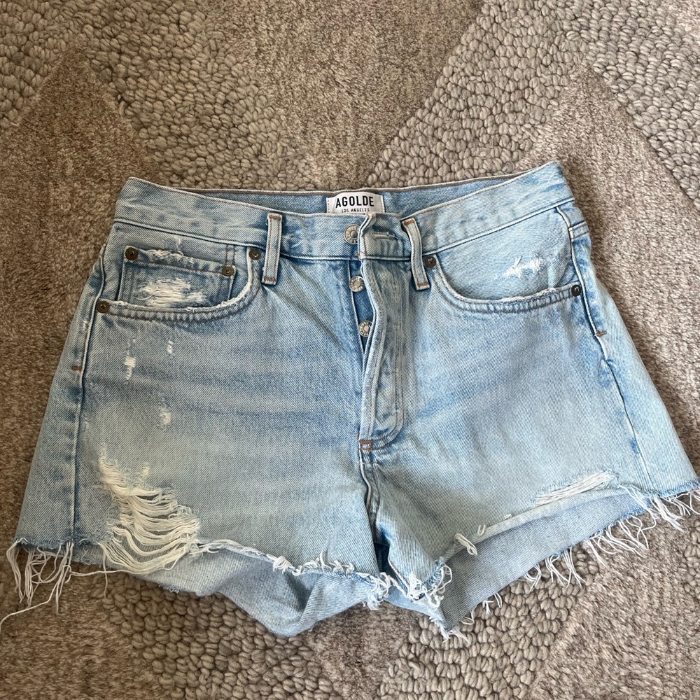AGOLDE Women's Light Blue Denim Shorts